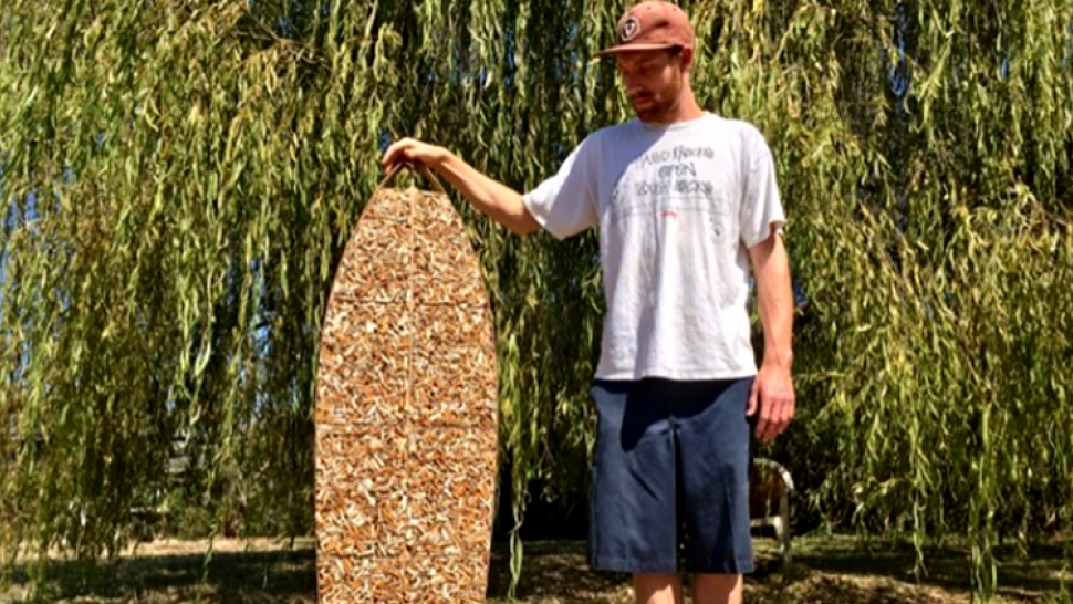 California surfer cleaned beaches to create 10,000-cigarette butt surfboard